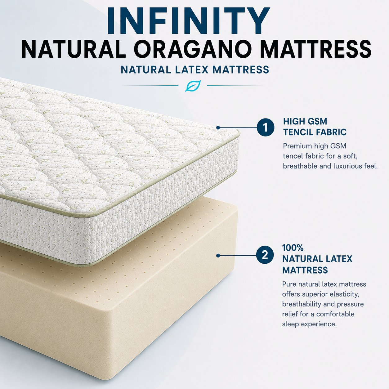 Infinity Natural Oragano Mattress - Natural Latex Mattress